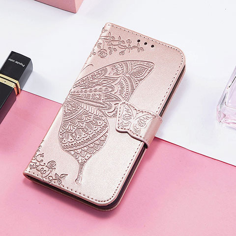 Handytasche Stand Schutzhülle Flip Leder Hülle Schmetterling S01D für Huawei Honor 60 Pro 5G Rosegold