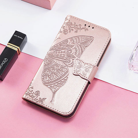 Handytasche Stand Schutzhülle Flip Leder Hülle Schmetterling S01D für Huawei Honor 60 SE 5G Rosegold