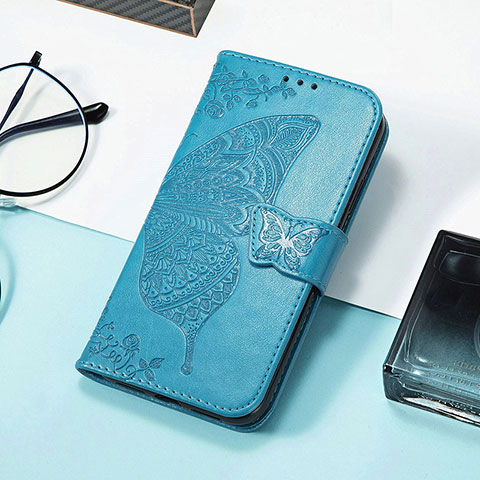 Handytasche Stand Schutzhülle Flip Leder Hülle Schmetterling S01D für Huawei Honor 80 Pro Flat 5G Blau