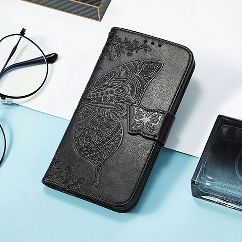 Handytasche Stand Schutzhülle Flip Leder Hülle Schmetterling S01D für Huawei Honor 80 SE 5G Schwarz