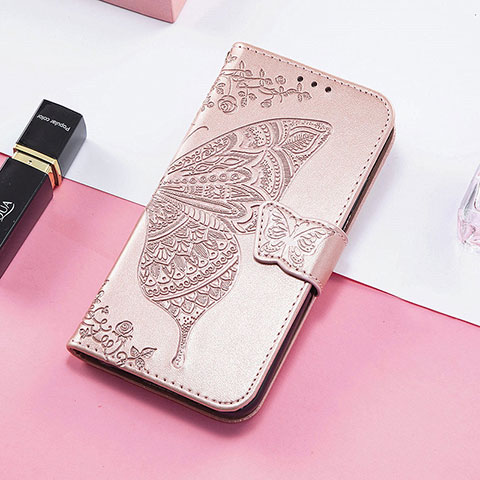 Handytasche Stand Schutzhülle Flip Leder Hülle Schmetterling S01D für Huawei Honor Magic5 Pro 5G Rosegold