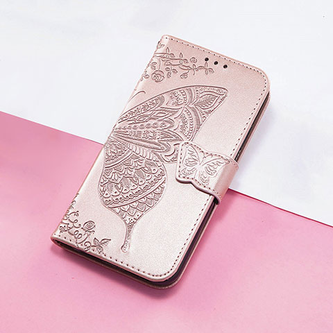 Handytasche Stand Schutzhülle Flip Leder Hülle Schmetterling S01D für Huawei Honor V40 5G Rosegold