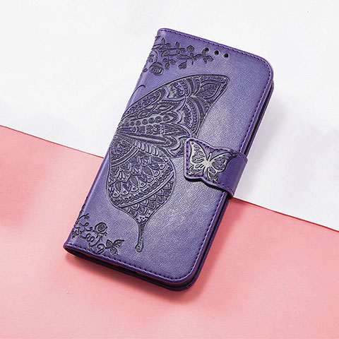 Handytasche Stand Schutzhülle Flip Leder Hülle Schmetterling S01D für Huawei Honor X9 5G Violett