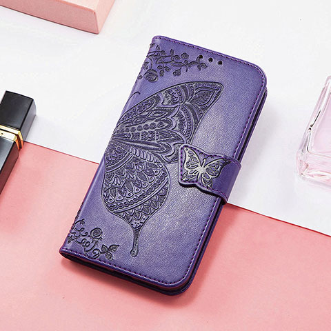 Handytasche Stand Schutzhülle Flip Leder Hülle Schmetterling S01D für Samsung Galaxy F13 4G Violett