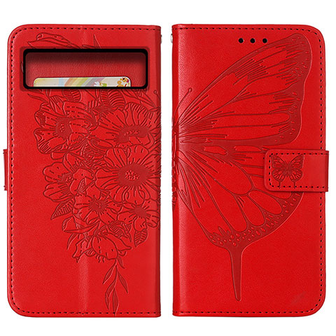 Handytasche Stand Schutzhülle Flip Leder Hülle Schmetterling Y01B für Google Pixel 8 5G Rot