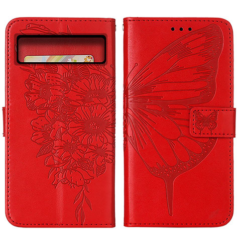 Handytasche Stand Schutzhülle Flip Leder Hülle Schmetterling Y01B für Google Pixel 8 Pro 5G Rot