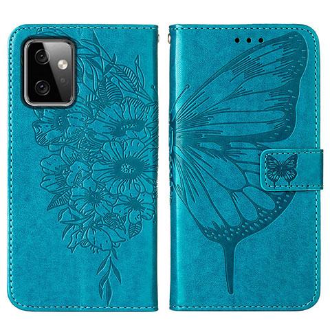 Handytasche Stand Schutzhülle Flip Leder Hülle Schmetterling Y01B für Motorola Moto G Power 5G (2023) Blau