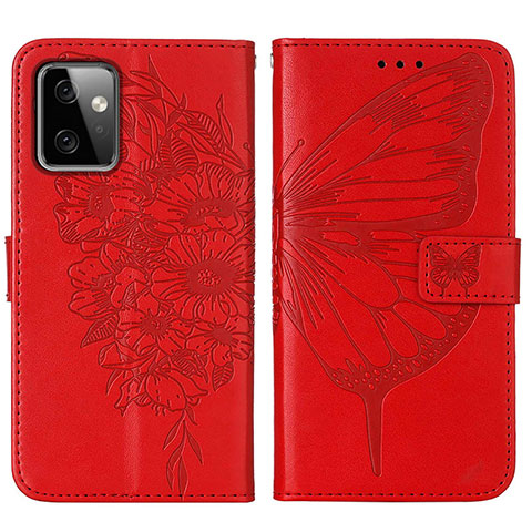 Handytasche Stand Schutzhülle Flip Leder Hülle Schmetterling Y01B für Motorola Moto G Power 5G (2023) Rot