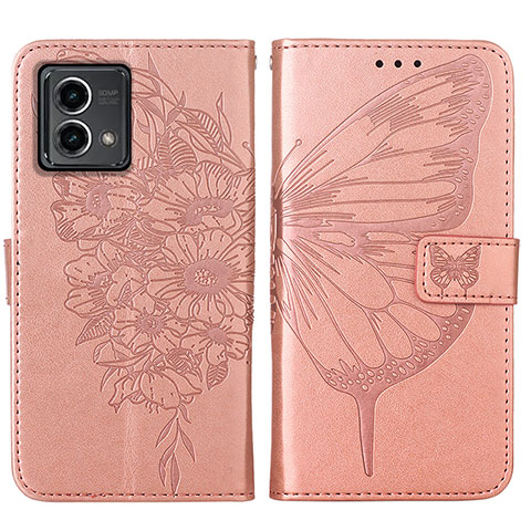 Handytasche Stand Schutzhülle Flip Leder Hülle Schmetterling Y01B für Motorola Moto G Stylus (2023) 5G Rosegold