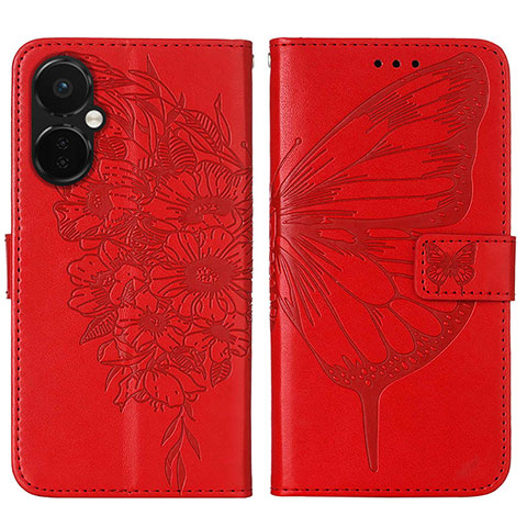 Handytasche Stand Schutzhülle Flip Leder Hülle Schmetterling Y01B für OnePlus Nord CE 3 5G Rot