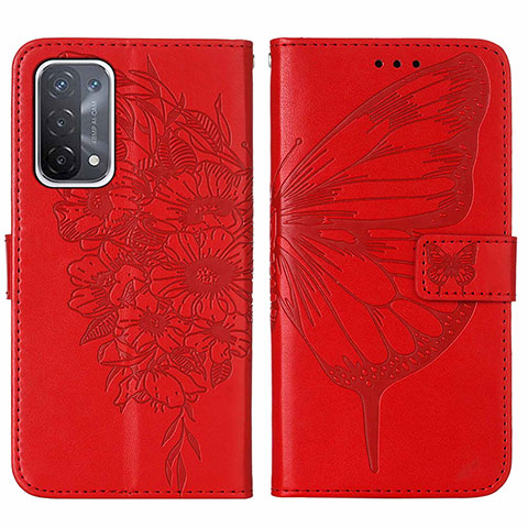 Handytasche Stand Schutzhülle Flip Leder Hülle Schmetterling Y01B für OnePlus Nord N200 5G Rot