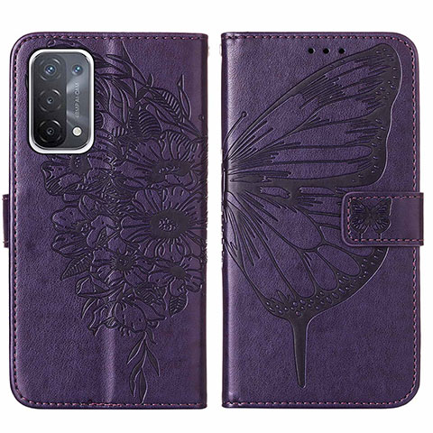 Handytasche Stand Schutzhülle Flip Leder Hülle Schmetterling Y01B für Oppo A54 5G Violett