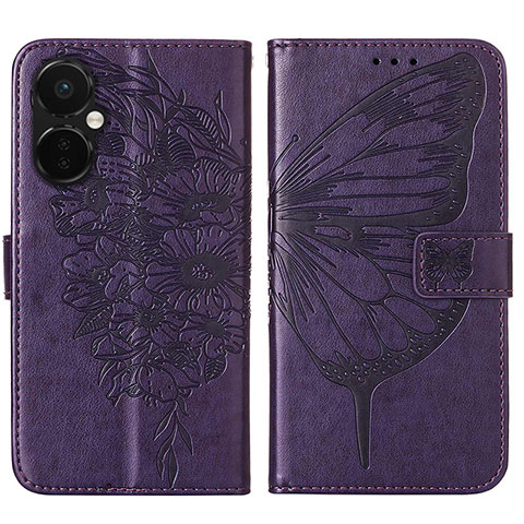 Handytasche Stand Schutzhülle Flip Leder Hülle Schmetterling Y01B für Oppo K11x 5G Violett