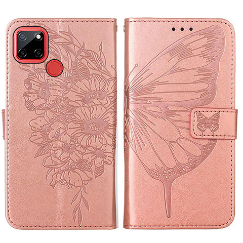 Handytasche Stand Schutzhülle Flip Leder Hülle Schmetterling Y01B für Realme 7i RMX2193 Rosegold