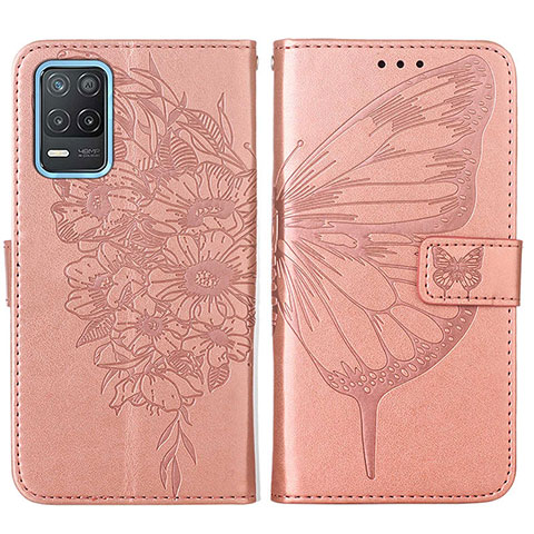 Handytasche Stand Schutzhülle Flip Leder Hülle Schmetterling Y01B für Realme 8s 5G Rosegold