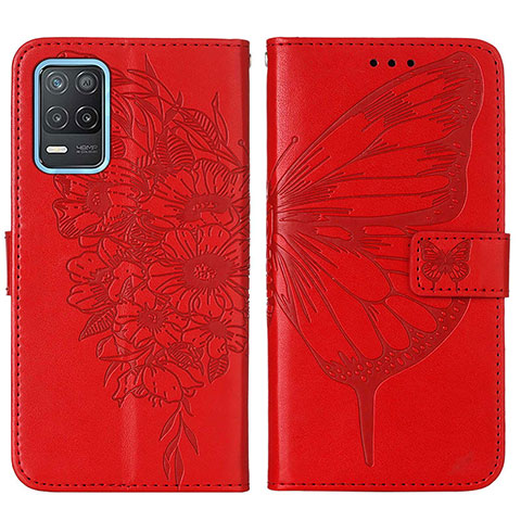 Handytasche Stand Schutzhülle Flip Leder Hülle Schmetterling Y01B für Realme 8s 5G Rot