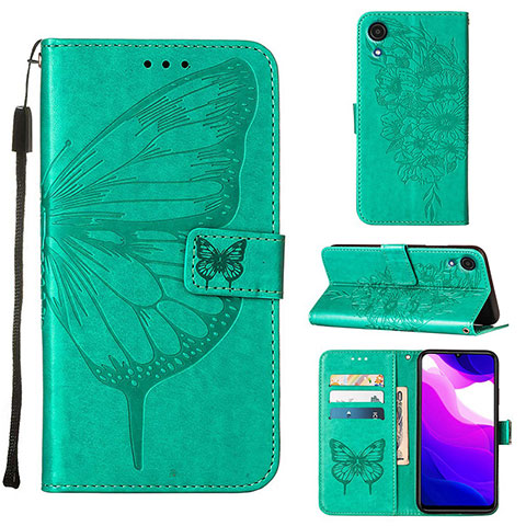 Handytasche Stand Schutzhülle Flip Leder Hülle Schmetterling Y01B für Samsung Galaxy A03 Core Grün