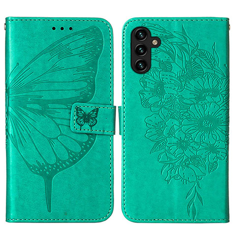 Handytasche Stand Schutzhülle Flip Leder Hülle Schmetterling Y01B für Samsung Galaxy A04s Grün