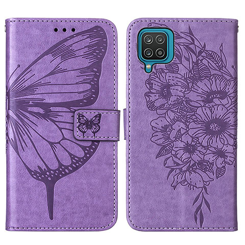 Handytasche Stand Schutzhülle Flip Leder Hülle Schmetterling Y01B für Samsung Galaxy A12 Nacho Helles Lila