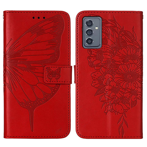 Handytasche Stand Schutzhülle Flip Leder Hülle Schmetterling Y01B für Samsung Galaxy A15 5G Rot