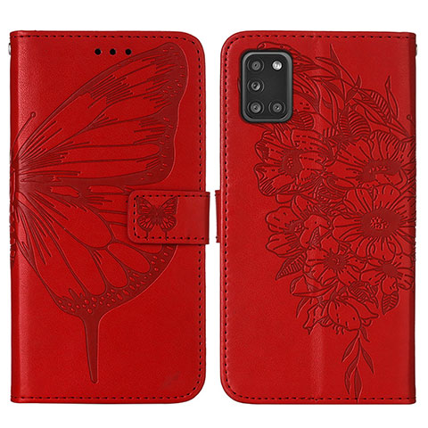 Handytasche Stand Schutzhülle Flip Leder Hülle Schmetterling Y01B für Samsung Galaxy A21s Rot