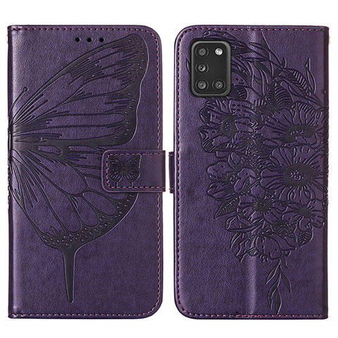 Handytasche Stand Schutzhülle Flip Leder Hülle Schmetterling Y01B für Samsung Galaxy A21s Violett