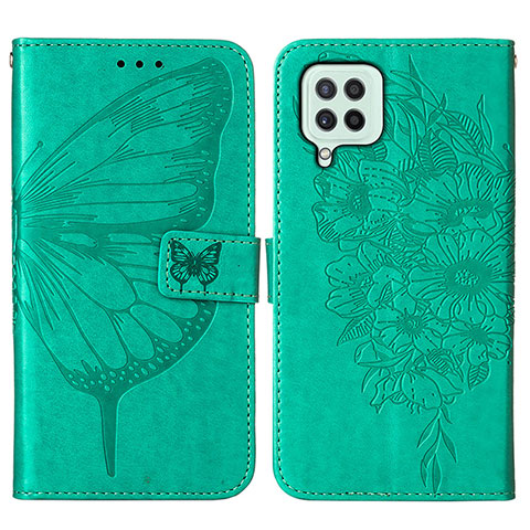 Handytasche Stand Schutzhülle Flip Leder Hülle Schmetterling Y01B für Samsung Galaxy A22 4G Grün