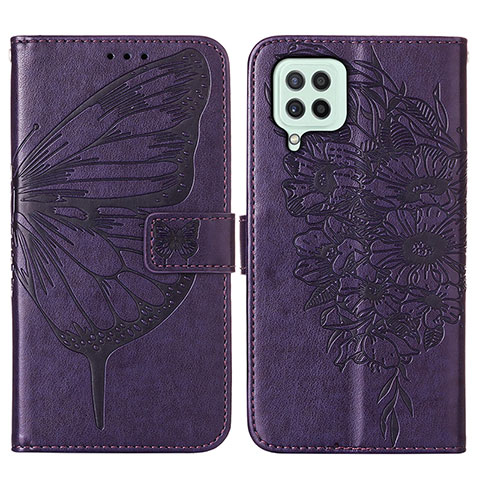 Handytasche Stand Schutzhülle Flip Leder Hülle Schmetterling Y01B für Samsung Galaxy A22 4G Violett