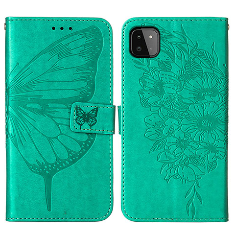 Handytasche Stand Schutzhülle Flip Leder Hülle Schmetterling Y01B für Samsung Galaxy A22s 5G Grün