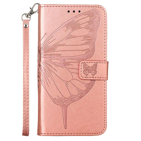 Handytasche Stand Schutzhülle Flip Leder Hülle Schmetterling Y01B für Samsung Galaxy A23 4G Rosegold