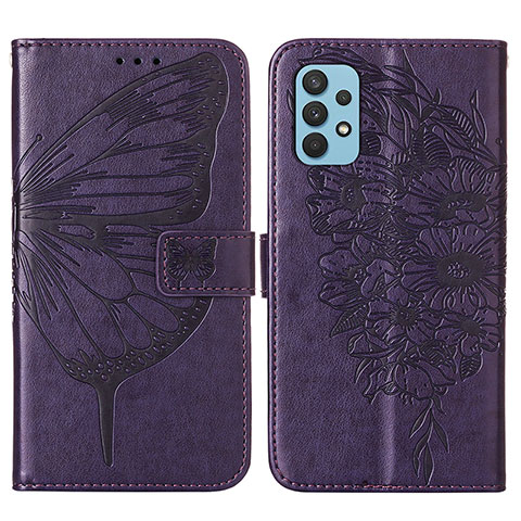 Handytasche Stand Schutzhülle Flip Leder Hülle Schmetterling Y01B für Samsung Galaxy A32 5G Violett