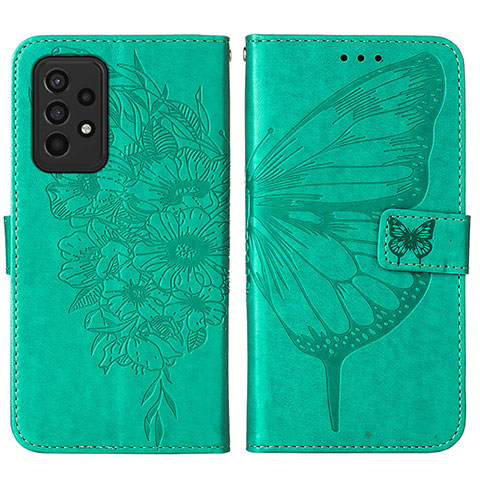 Handytasche Stand Schutzhülle Flip Leder Hülle Schmetterling Y01B für Samsung Galaxy A33 5G Grün