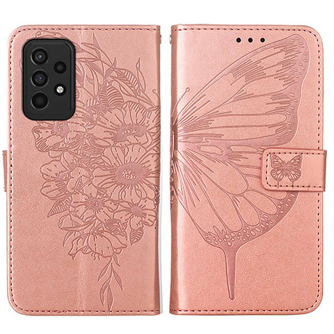 Handytasche Stand Schutzhülle Flip Leder Hülle Schmetterling Y01B für Samsung Galaxy A33 5G Rosegold