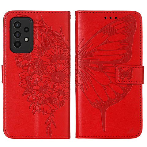 Handytasche Stand Schutzhülle Flip Leder Hülle Schmetterling Y01B für Samsung Galaxy A33 5G Rot