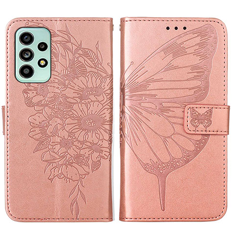 Handytasche Stand Schutzhülle Flip Leder Hülle Schmetterling Y01B für Samsung Galaxy A53 5G Rosegold