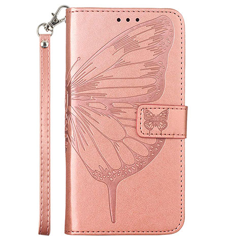 Handytasche Stand Schutzhülle Flip Leder Hülle Schmetterling Y01B für Samsung Galaxy A73 5G Rosegold