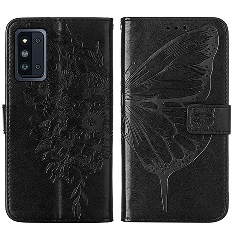 Handytasche Stand Schutzhülle Flip Leder Hülle Schmetterling Y01B für Samsung Galaxy F52 5G Schwarz