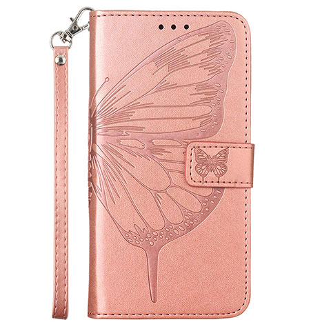 Handytasche Stand Schutzhülle Flip Leder Hülle Schmetterling Y01B für Samsung Galaxy M53 5G Rosegold