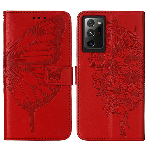 Handytasche Stand Schutzhülle Flip Leder Hülle Schmetterling Y01B für Samsung Galaxy Note 20 Ultra 5G Rot