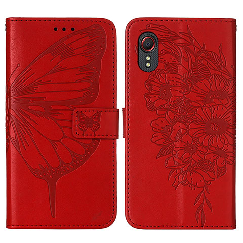 Handytasche Stand Schutzhülle Flip Leder Hülle Schmetterling Y01B für Samsung Galaxy XCover 5 SM-G525F Rot