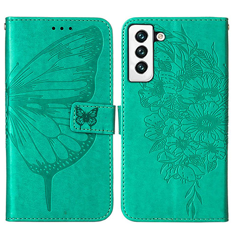 Handytasche Stand Schutzhülle Flip Leder Hülle Schmetterling Y06B für Samsung Galaxy S21 5G Grün