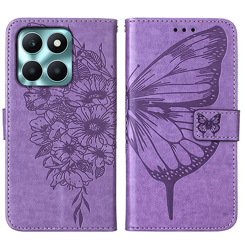 Handytasche Stand Schutzhülle Flip Leder Hülle Schmetterling YB1 für Huawei Honor X8b Helles Lila