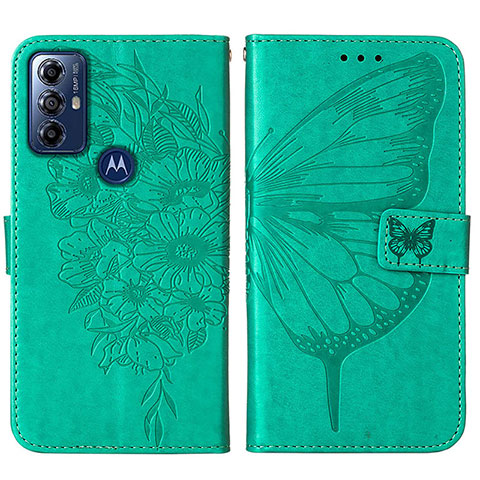 Handytasche Stand Schutzhülle Flip Leder Hülle Schmetterling YB1 für Motorola Moto G Play (2023) Grün