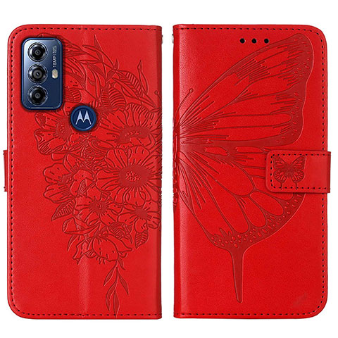 Handytasche Stand Schutzhülle Flip Leder Hülle Schmetterling YB1 für Motorola Moto G Play (2023) Rot