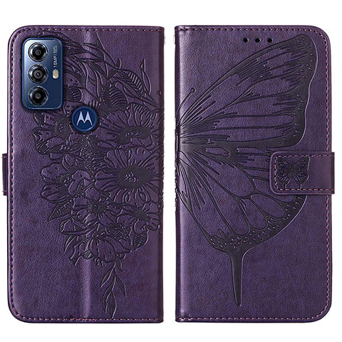 Handytasche Stand Schutzhülle Flip Leder Hülle Schmetterling YB1 für Motorola Moto G Play (2023) Violett