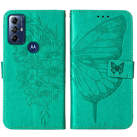 Handytasche Stand Schutzhülle Flip Leder Hülle Schmetterling YB1 für Motorola Moto G Power (2022) Grün
