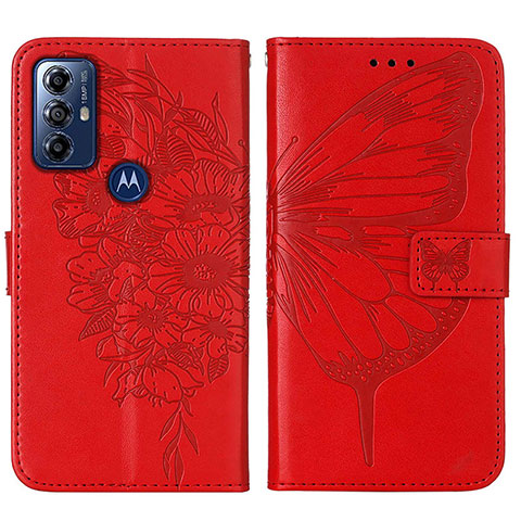 Handytasche Stand Schutzhülle Flip Leder Hülle Schmetterling YB1 für Motorola Moto G Power (2022) Rot