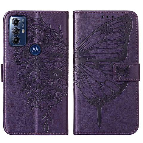 Handytasche Stand Schutzhülle Flip Leder Hülle Schmetterling YB1 für Motorola Moto G Power (2022) Violett