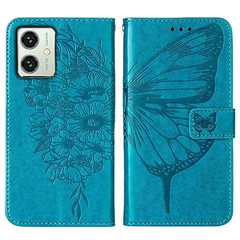 Handytasche Stand Schutzhülle Flip Leder Hülle Schmetterling YB1 für Motorola Moto G54 5G Blau