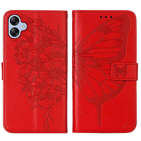 Handytasche Stand Schutzhülle Flip Leder Hülle Schmetterling YB1 für Samsung Galaxy A04E Rot